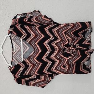 Pink and black blouse